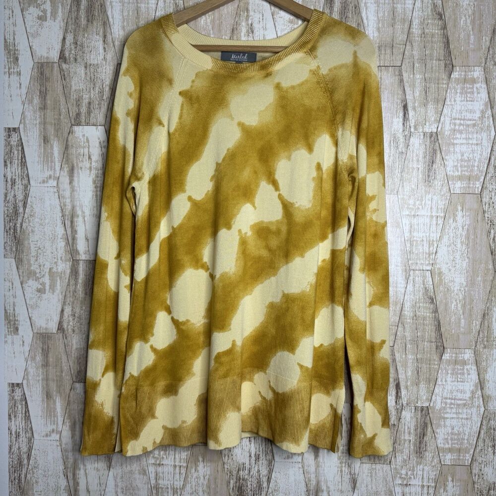 Marled‎ Reunited Clothing Size L Long Sleeve Shirt Mustard Tie dye Tunic Top